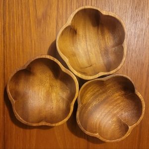 Set of 3 Vintage Monkeypod Wood Bowls